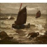 EUGENE DEKKERT (SCOTTISH FL. 1890-1940)RACING ALONG THE COAST Signed, oil on canvas39.5cm x 45cm (