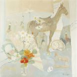 [§] BRENDA LENAGHAN R.S.W. (SCOTTISH B. 1941)STILL LIFE WITH INDIAN HORSE Signed and dated '81,