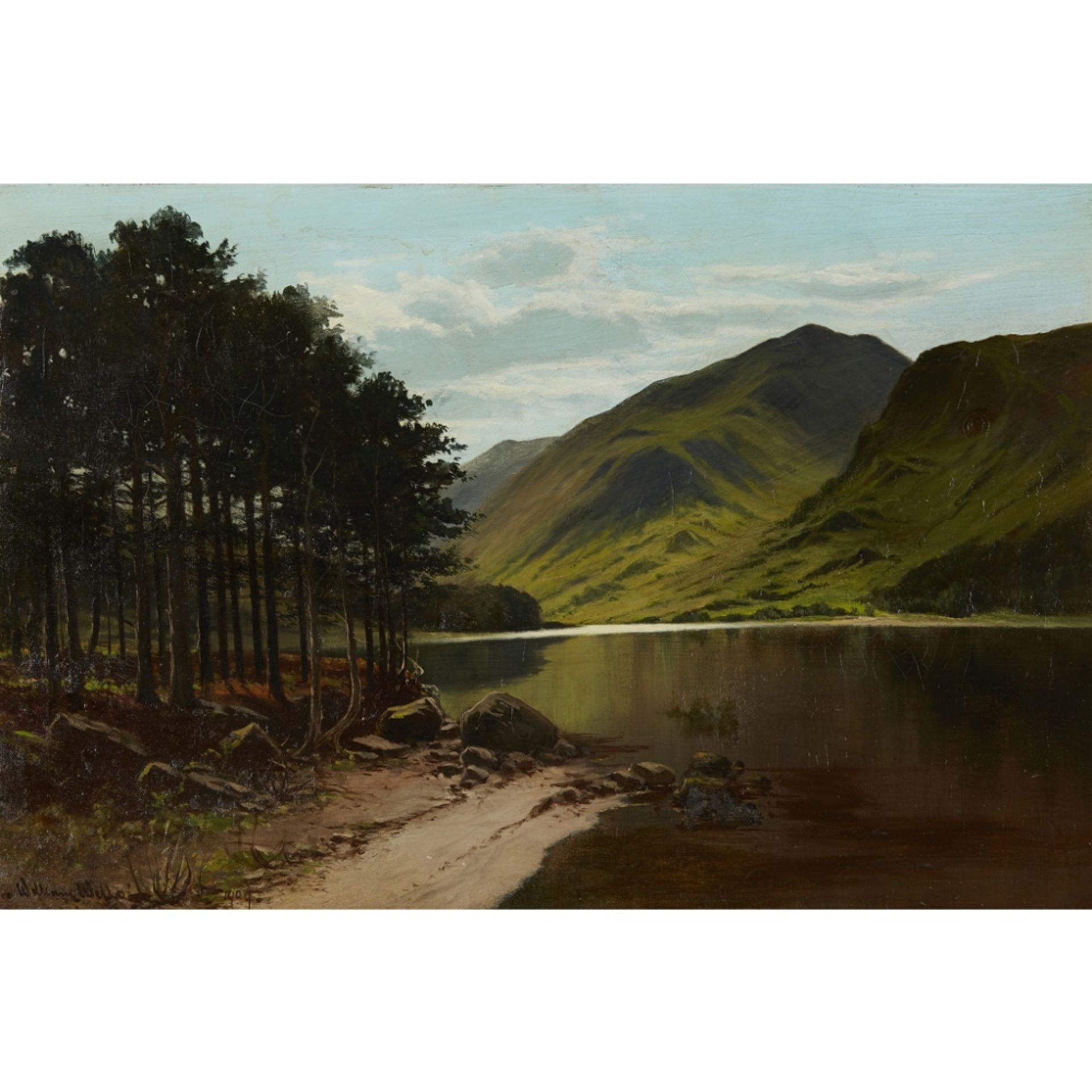 WILLIAM WILLS (BRITISH FL. 1880-1910)THE LONELY LOCH Signed and dated 1909, oil on canvas51cm x 76cm