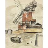 [§] EDWIN LA DELL (BRITISH 1914-1970)SUFFOLK WINDMILL Signed, pen and ink and watercolour45cm x 34.