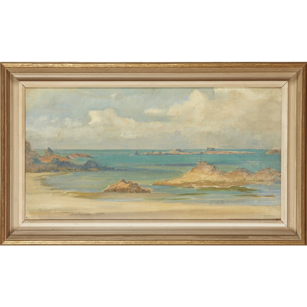 ERNEST NORMAND (BRITISH 1857-1923)ST. LUNAIRE Signed, inscribed and dated 1902, oil on canvas26cm - Image 2 of 2