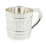 A VICTORIAN SILVER BARREL-FORM MUG MACKAY & CHISHOLM, EDINBURGH 1868 the tapered body with