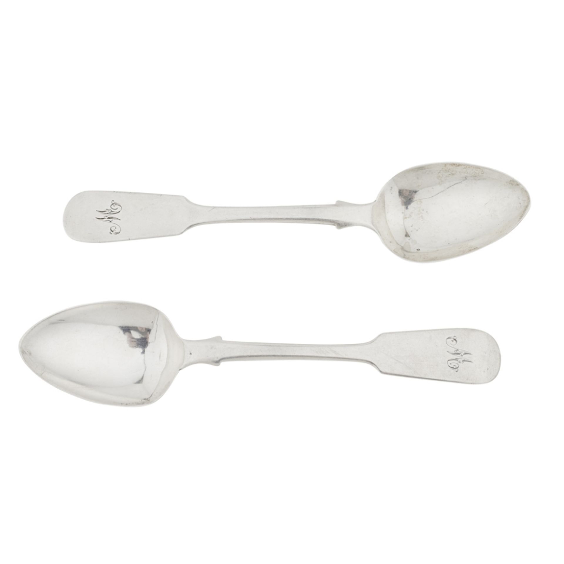 CASTLE DOUGLAS / DUMFRIES - A PAIR OF SCOTTISH PROVINCIAL TEASPOONS ADAM BURGESS marked AB, ruined