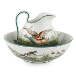 A LARGE WEMYSS WARE MATCHED EWER AND BASIN 'MALLARDS' PATTERN, EARLY 20TH CENTURY the ewer painted