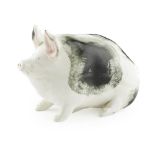 A SMALL WEMYSS WARE PIG CIRCA 1900 sponged black on white, impressed mark WEMYSS WARE/ R. H. & S.,