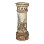 GREEK REVIVAL PAINTED FIRECLAY CHIMNEY POT BY ALEXANDER 'GREEK' THOMSON CIRCA 1877 of cylindrical