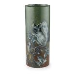 AN UNUSUAL WEMYSS WARE SLEEVE VASE EARLY 20TH CENTURY possibly decorated by David Grinton, depicting