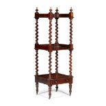 AN EARLY VICTORIAN SCOTTISH ROSEWOOD ÉTAGÈRE CIRCA 1830 with three tiers, each supported by barley-