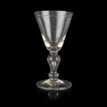 A RARE AND LARGE JACOBITE GOBLET EARLY 18TH CENTURY the large conical bowl with diamond point