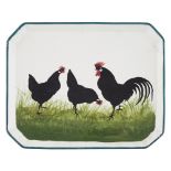 A WEMYSS WARE COMB TRAY 'BLACK COCKEREL AND HENS' PATTERN, CIRCA 1900 impressed maker's mark