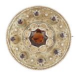 A VICTORIAN COPY OF THE LOCHBUIE BROOCH 19TH CENTURY the central turret collet set with round cut