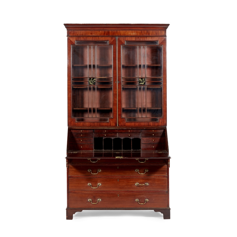 A SCOTTISH REGENCY MAHOGANY BUREAU BOOKCASE EARLY 19TH CENTURY the straight moulded cornice above - Image 2 of 2