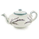 A RARE WEMYSS WARE TEAPOT 'HEATHER PATTERN', EARLY 20TH CENTURY impressed mark WEMYSS 9cm high