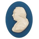 A PORTRAIT MEDALLION OF DAVID HUME, BY JAMES TASSIE LATE 18TH CENTURY the white paste relief bust