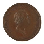 A JACOBITE BRONZE TREATY OF AIX-LA-CHAPELLE MEDALLION JOSEPH CHARLES ROETTIER (1693 - 1779),