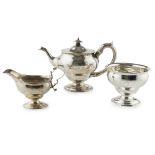 GLASGOW - A SCOTTISH PROVINCIAL THREE PIECE TEA SERVICE JAMES MCEWAN marked JMcE, town mark, S,