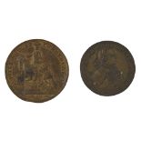 TWO ANTI JACOBITE MEDALLIONS both bronze to include Carlisle Repcatured and Jacobite Victory