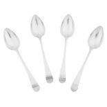 ELGIN - A SET OF FOUR DESSERT SPOONS CHARLES FOWLER marked CF, ELGIN, C*, of Pointed Old English