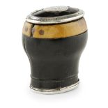 AN IVORY AND EBONY BALUSTER SNUFF MULL MID-18TH CENTURY the ebony body set with ivory to upper