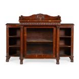 ATTRIBUTED TO WILLIAM TROTTER, EDINBURGH SCOTTISH REGENCY POLLARDED OAK BREAKFRONT BOOKCASE CABINET,