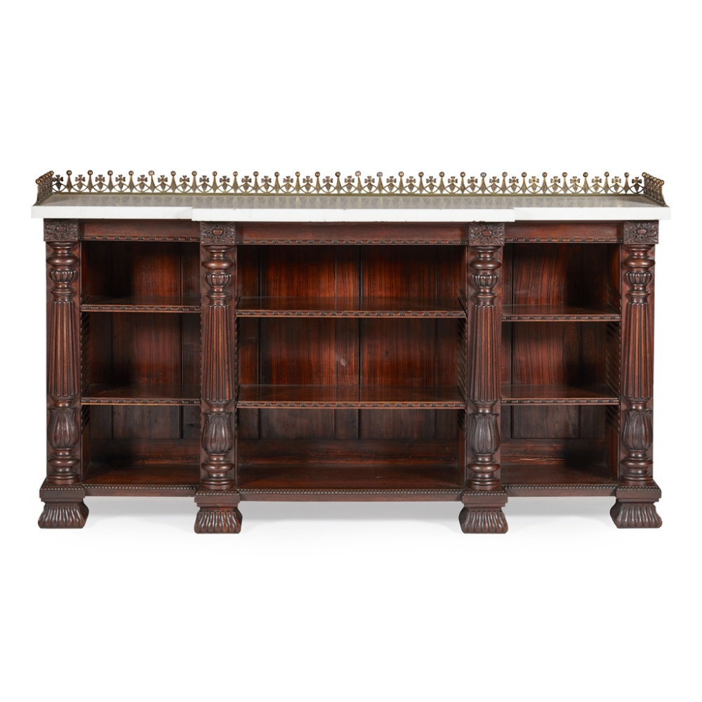 A FINE SCOTTISH REGENCY ROSEWOOD AND SIMULATED ROSEWOOD BREAKFRONT BOOKCASE IN THE MANNER OF JAMES - Image 2 of 2