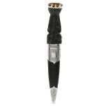 A MODERN SGIAN DUBH T K EBBUTT, EDINBURGH 1971 the Celtic interlaced handle with claw set paste,