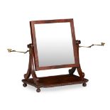 A SCOTTISH REGENCY MAHOGANY TOILET MIRROR CIRCA 1830 the rectangular frame with divided supports,