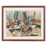 [§] MALCOLM JOHN CHEAPE (B. 1964) INS276 IN PETERHEAD INNER HARBOUR Watercolour, signed to the