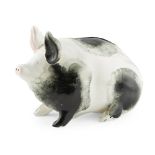 A SMALL WEMYSS WARE PIG CIRCA 1900 sponged black on white, impressed mark WEMYSS WARE/ R. H. & S.,