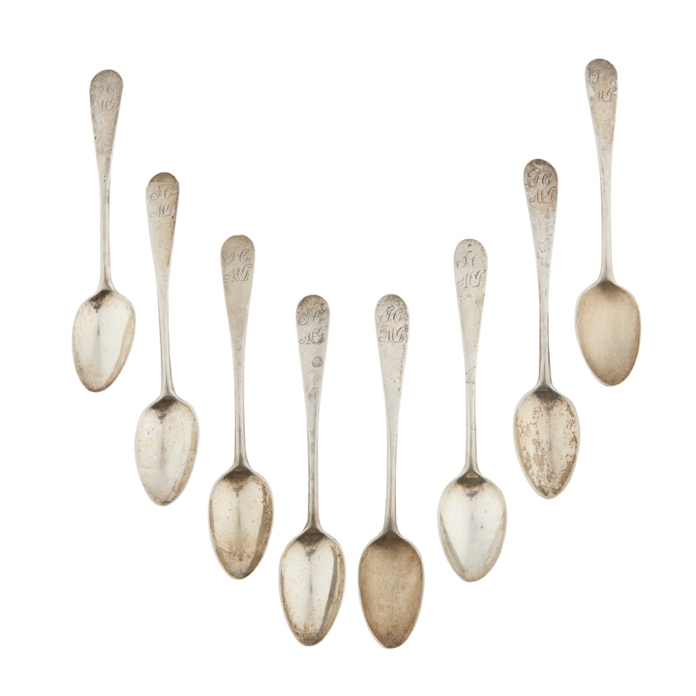 INVERNESS - A SET OF EIGHT SCOTTISH PROVINCIAL TEASPOONS CHARLES JAMIESON marked CJ, J, of Old