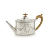 A GEORGE III TEAPOT WILLIAM DEMPSTER, EDINBURGH 1788 of traditional oval form, straight spout, C