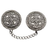 IONA - A PAIR OF CLOAK FASTENERS ALEXANDER RITCHIE marked AR/ IONA, Glasgow 1908, each of circular