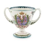 A WEMYSS WARE COMMEMORATIVE GOBLET CIRCA 1900 decorated with two flying British flags and the