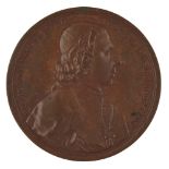 A BRONZE DEATH OF CHARLES III MEDALLION G. HAMERANI, 1788 obverse with Henry Benedict Cardinal