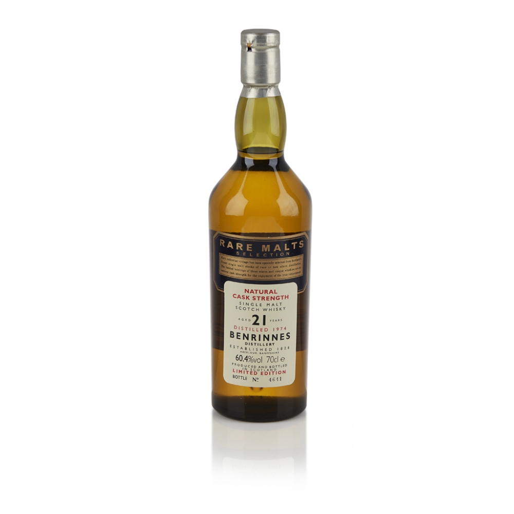 BENRINNES 1974 21 YEAR OLD - RARE MALTS bottle number 4641, bottled at natural cask strength, with