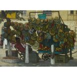 [§] ROBERT SAWYERS (BRITISH 1923-2002) GIMBELS: CUBAN HAT SELLER, MONTEGO BAY Signed with