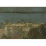 [§] MARDI BARRIE R.S.W. (SCOTTISH 1931-2004) RETURN TO A NIGHT STRAND Oil on canvas 85cm x 119cm (