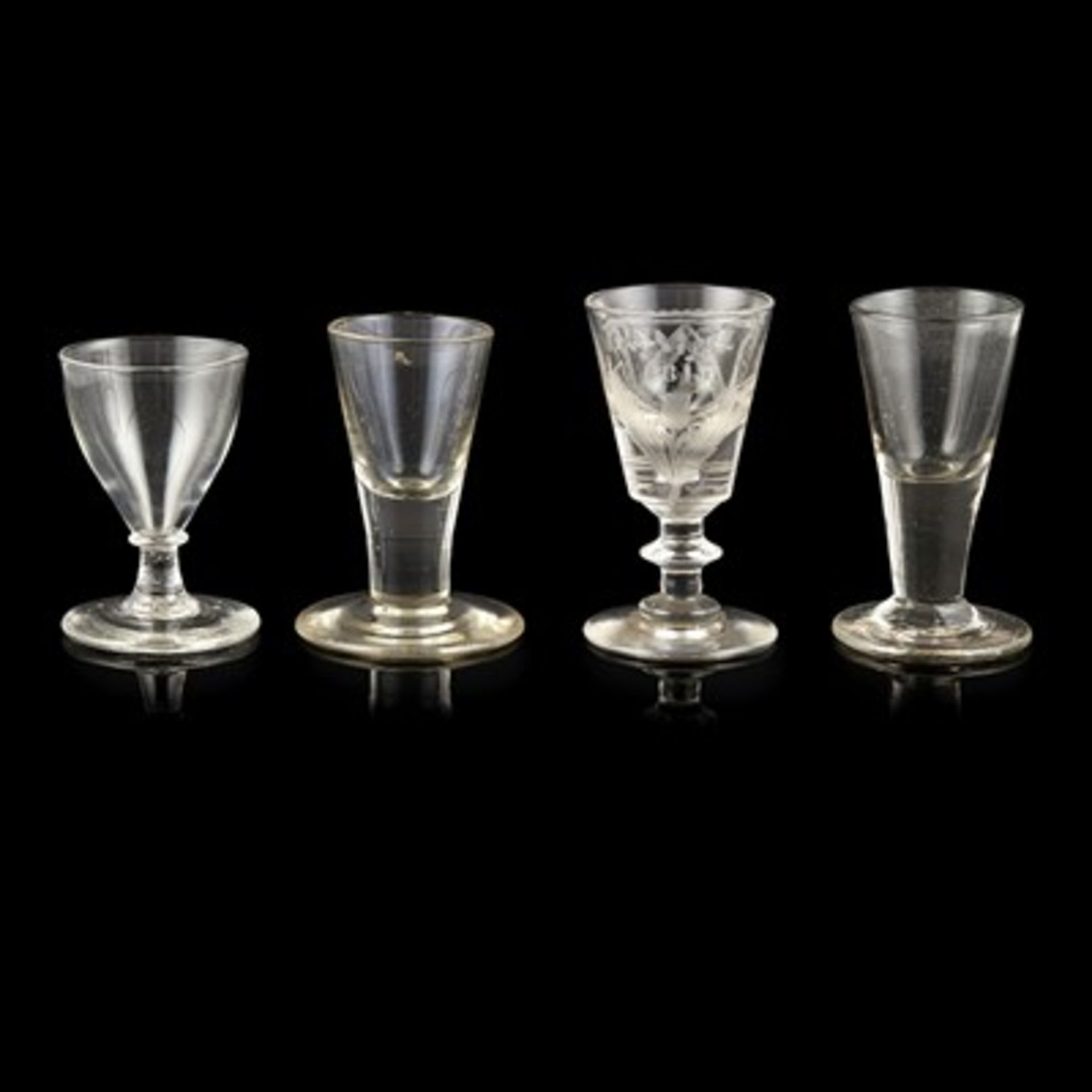 GROUP OF EIGHT SMALL GEORGIAN AND REGENCY GLASSES 18TH AND EARLY 19TH CENTURY comprising a glass - Image 2 of 3