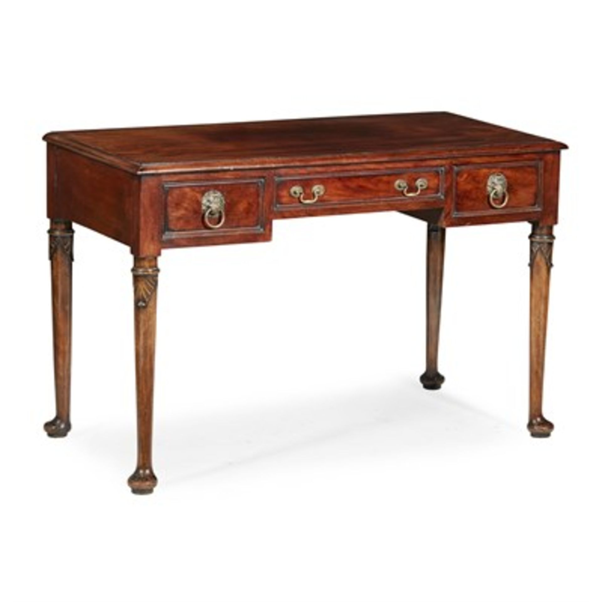 PAIR OF GEORGE II MAHOGANY WRITING TABLES MID 18TH CENTURY the rectangular tops with moulded edges - Image 2 of 3