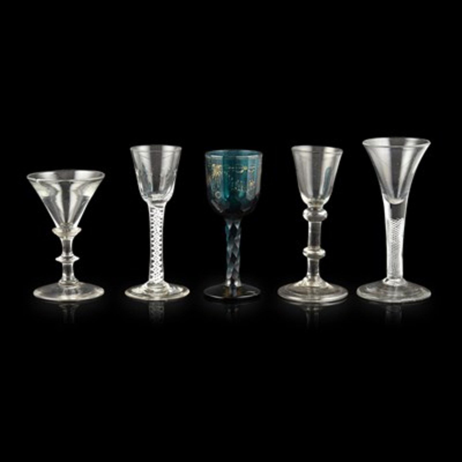 GROUP OF EIGHT SMALL GEORGIAN AND REGENCY GLASSES 18TH AND EARLY 19TH CENTURY comprising a glass - Image 3 of 3