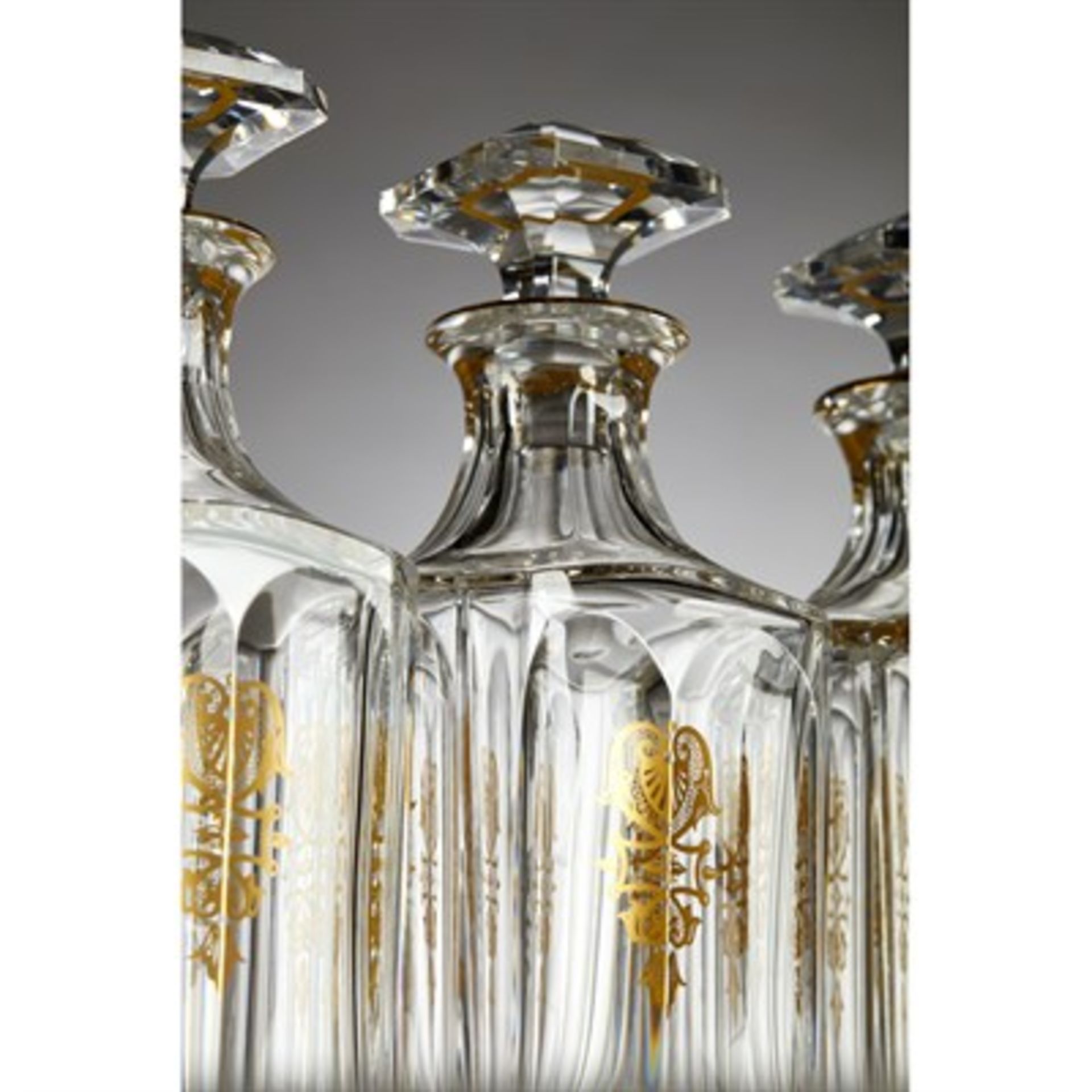 PART SUITE OF BACCARAT 'HARCOURT EMPIRE' GLASS 20TH CENTURY decorated in gilt with repeating - Image 3 of 3