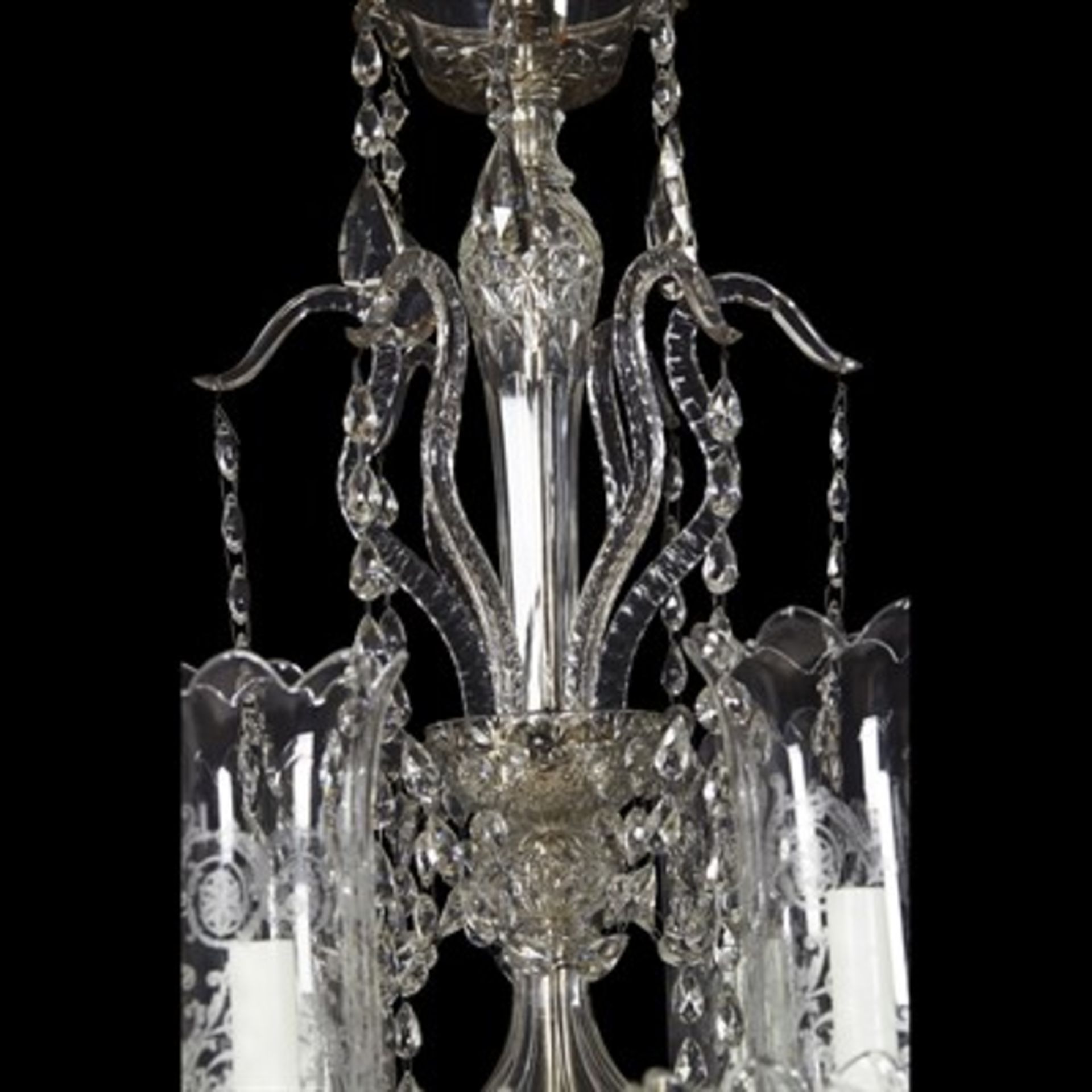 BACCARAT EIGHTEEN-LIGHT GLASS CHANDELIER EARLY 20TH CENTURY with two tiers of barley-twist - Image 7 of 7