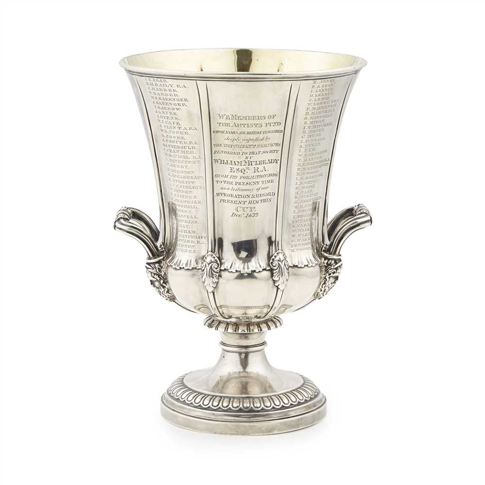 A George IV twin handled presentation cup Paul Storr, London 1822, of traditional campana panelled