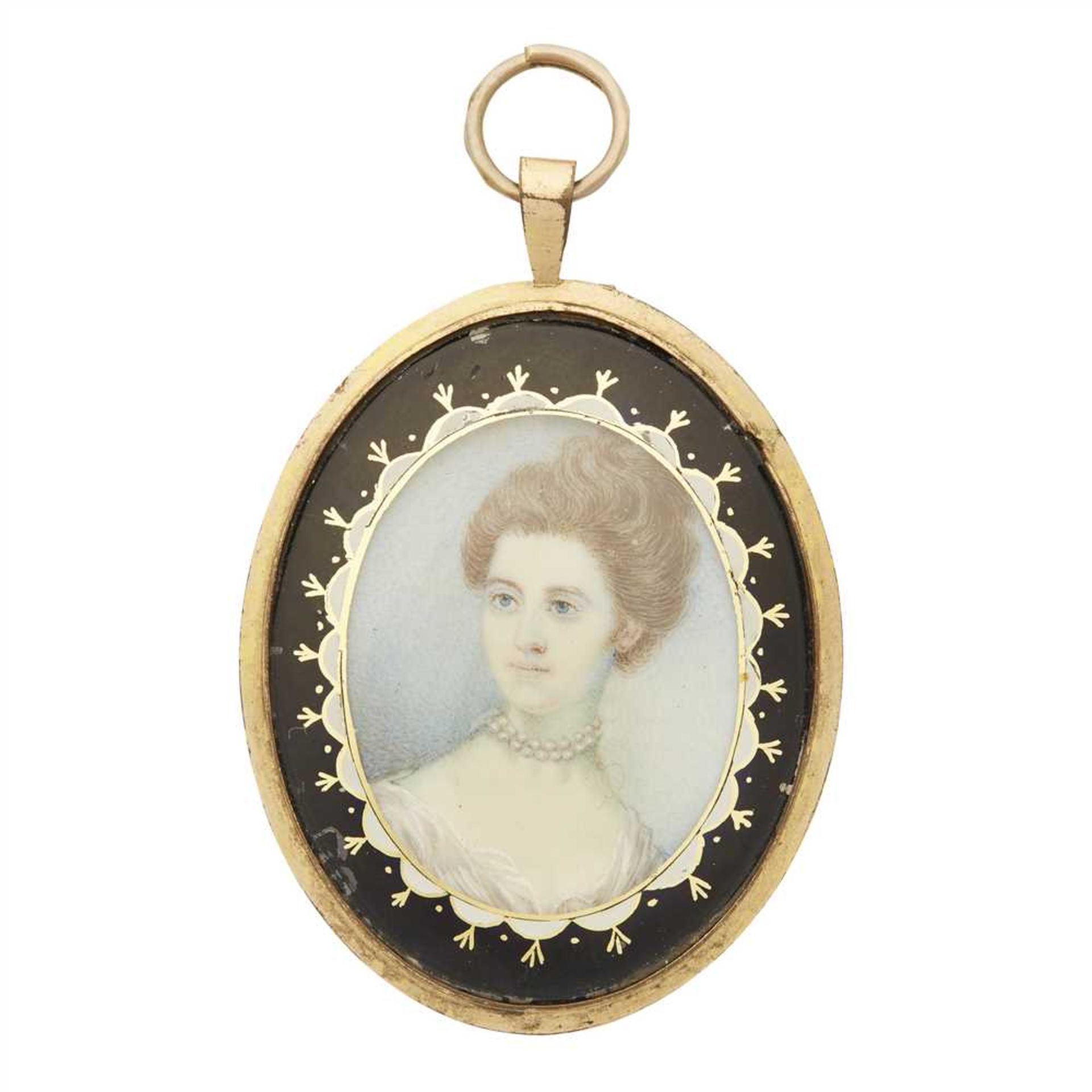 A Regency miniature presented in an oval frame with black enamel detail; together with a jet cameo - Image 3 of 3