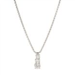 A diamond set pendant necklace the pendant claw set with three graduated round brilliant cut