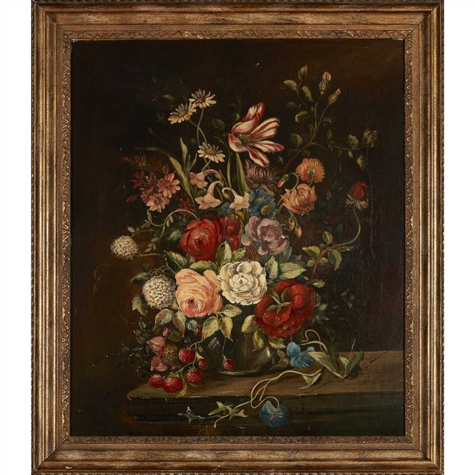 19TH CENTURY DUTCH SCHOOL STILL LIFE WITH STRAWBERRIES Oil on canvas (Dimensions: 64.5cm x 54.5cm ( - Image 2 of 2