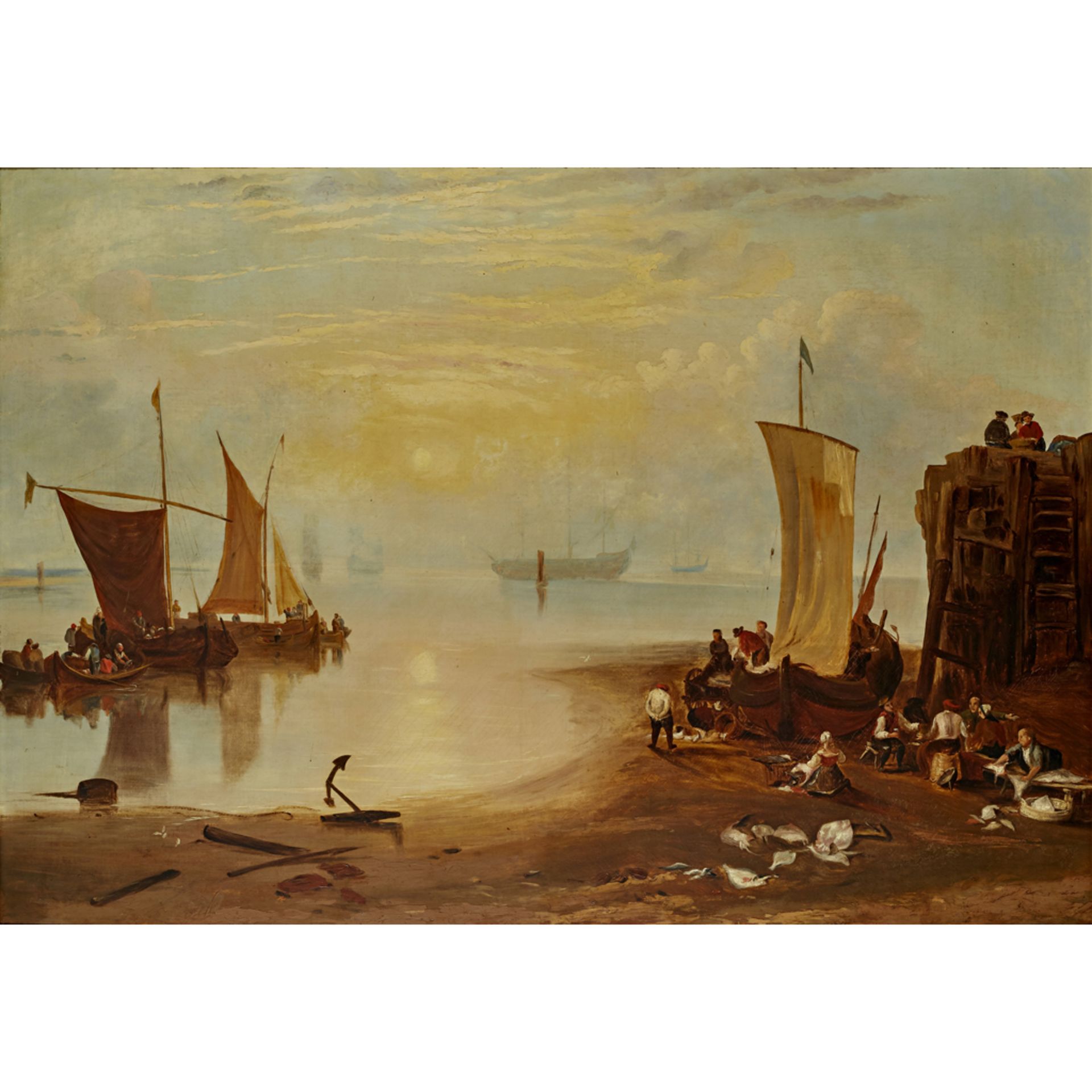 AFTER JOSEPH MALLORD WILLIAM TURNER SUN RISING THROUGH VAPOUR Oil on canvas (Dimensions: 124cm x - Image 2 of 2