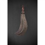 KRU SWORD LIBERIA wood and forged iron, carved handle with a broad curving blade (Dimensions: 55cm