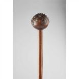 ZULU KNOBKERRY SOUTH AFRICA carved wood and metal, of classic form with a long shaft and bulb