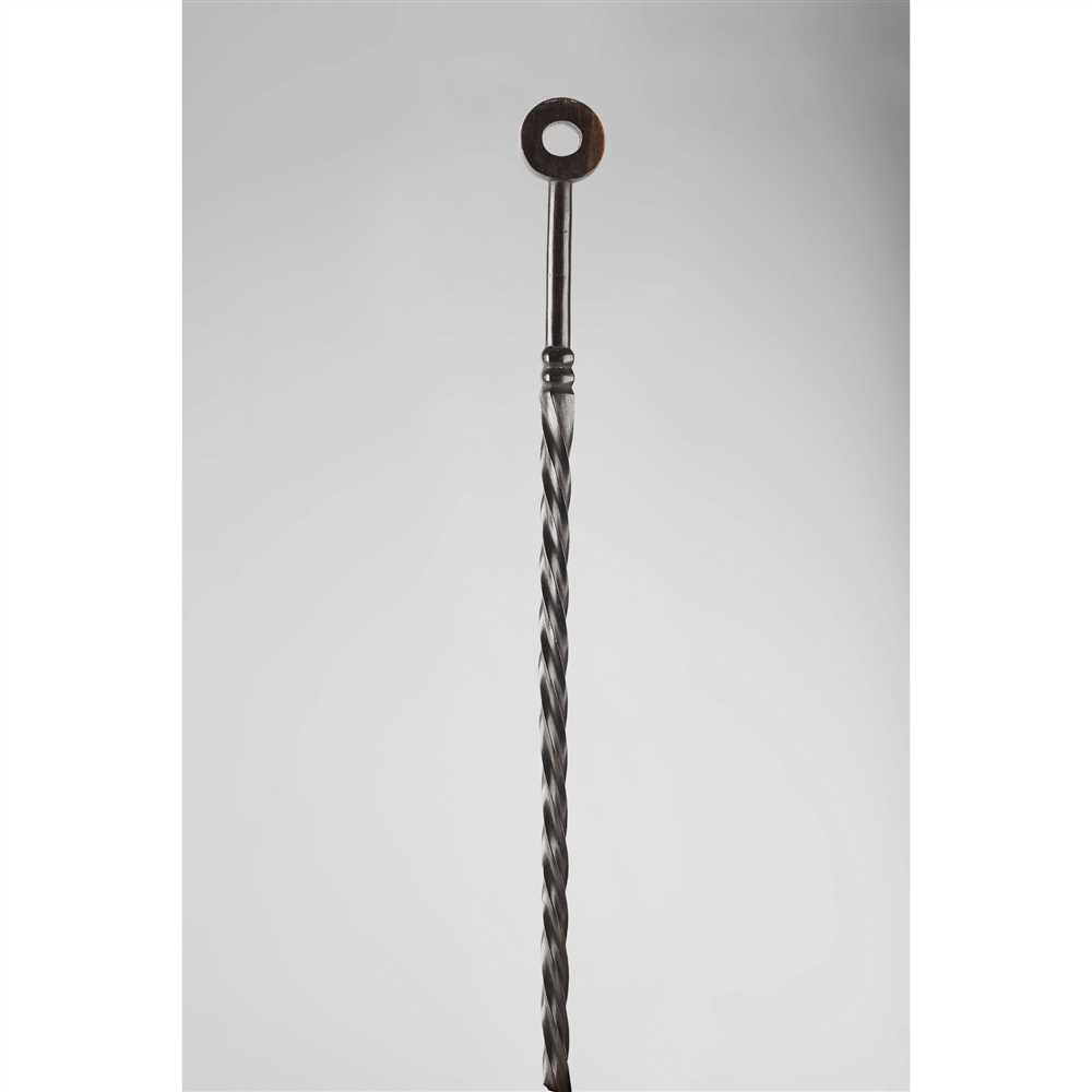 THREE ZULU / NGUNI STAFFS SOUTHERN AFRICA carved wood, the first with two raised ribs below a long - Image 3 of 4